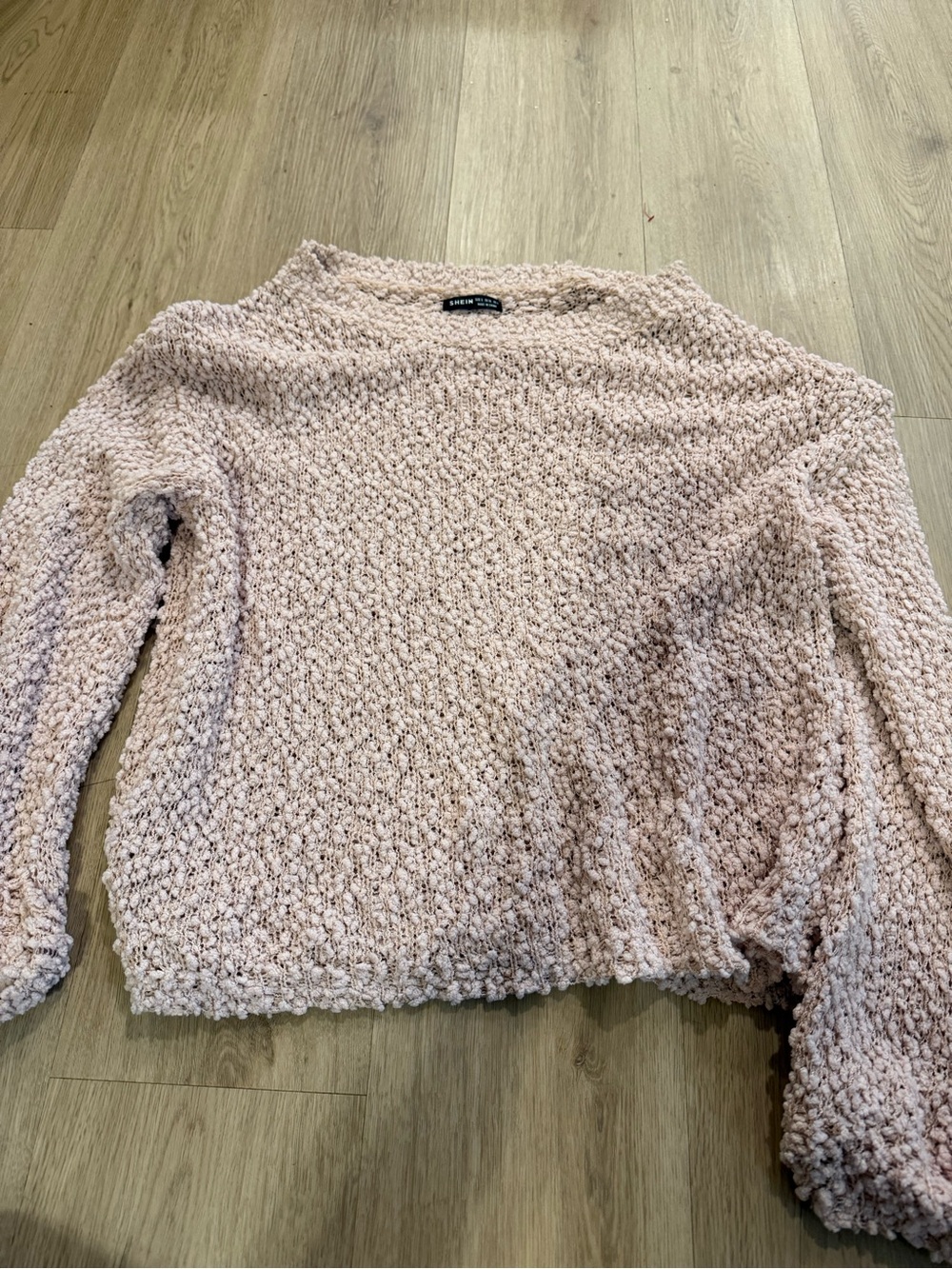 SHEIN Soft Textured Crewneck Sweater in Blush adult small